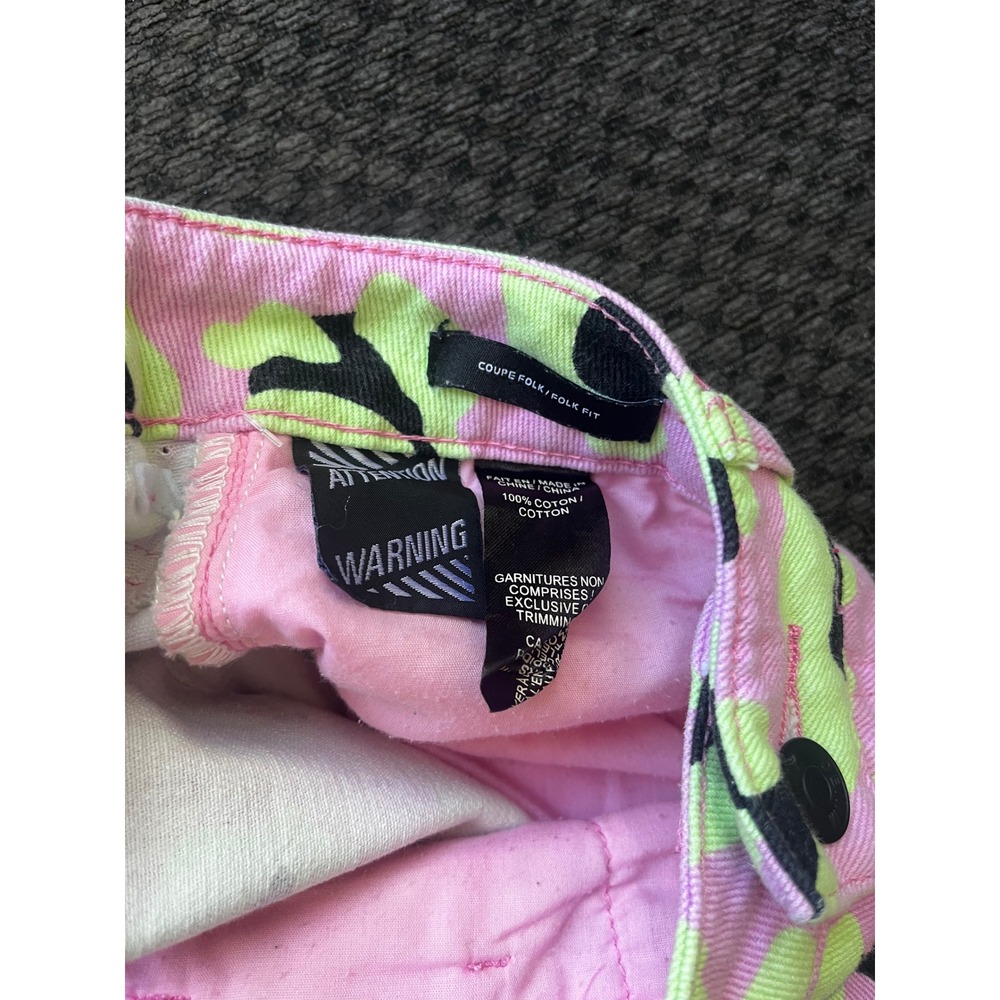Hayley Elsaesser x TWIK Pink Green Leopard Print Wide Leg Jeans Size 27 Highrise - Picture 10 of 12